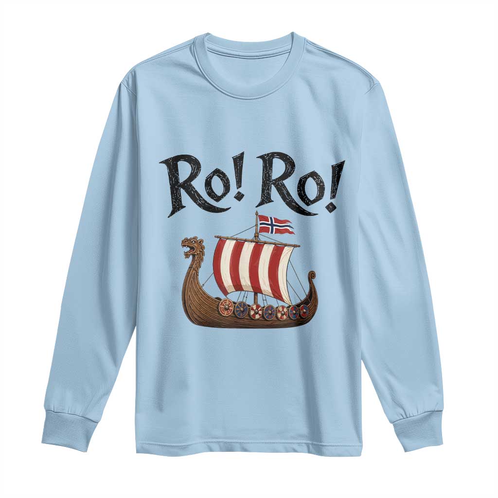 Funny Norwegian Viking Longship Ro Ro Long Sleeve Shirt Retro Norge Norway Flag Football Fans
