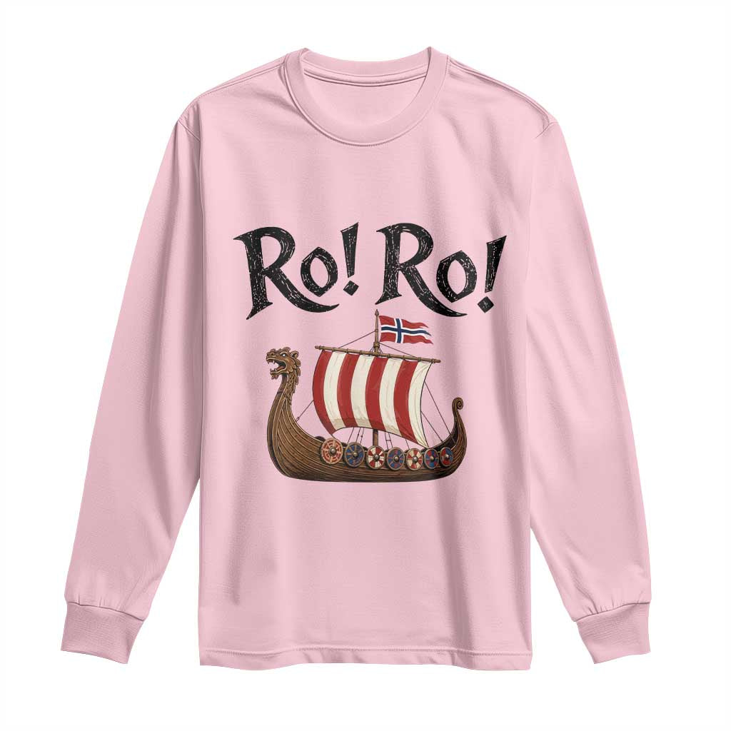 Funny Norwegian Viking Longship Ro Ro Long Sleeve Shirt Retro Norge Norway Flag Football Fans