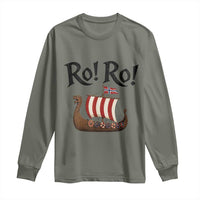 Funny Norwegian Viking Longship Ro Ro Long Sleeve Shirt Retro Norge Norway Flag Football Fans