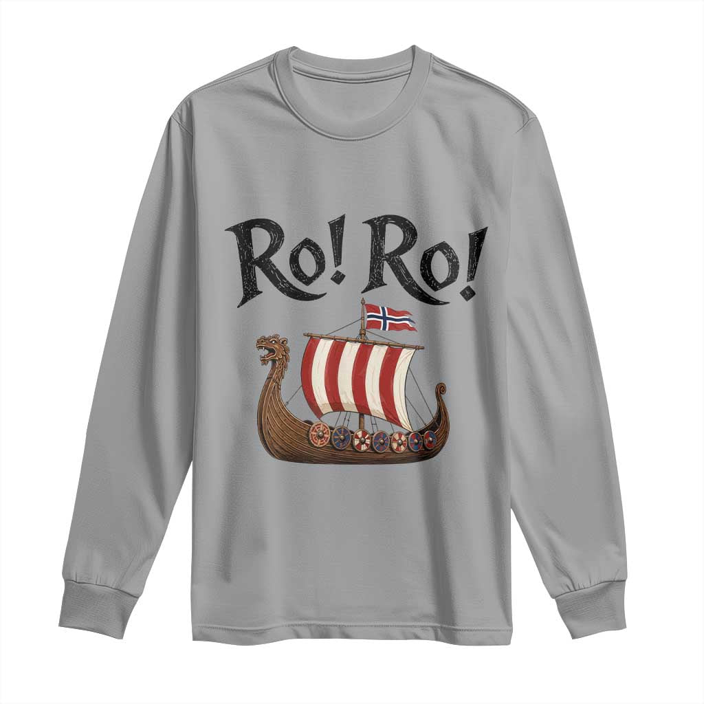 Funny Norwegian Viking Longship Ro Ro Long Sleeve Shirt Retro Norge Norway Flag Football Fans
