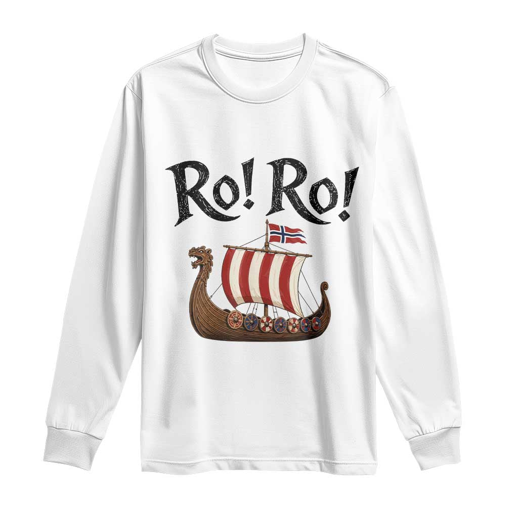 Funny Norwegian Viking Longship Ro Ro Long Sleeve Shirt Retro Norge Norway Flag Football Fans