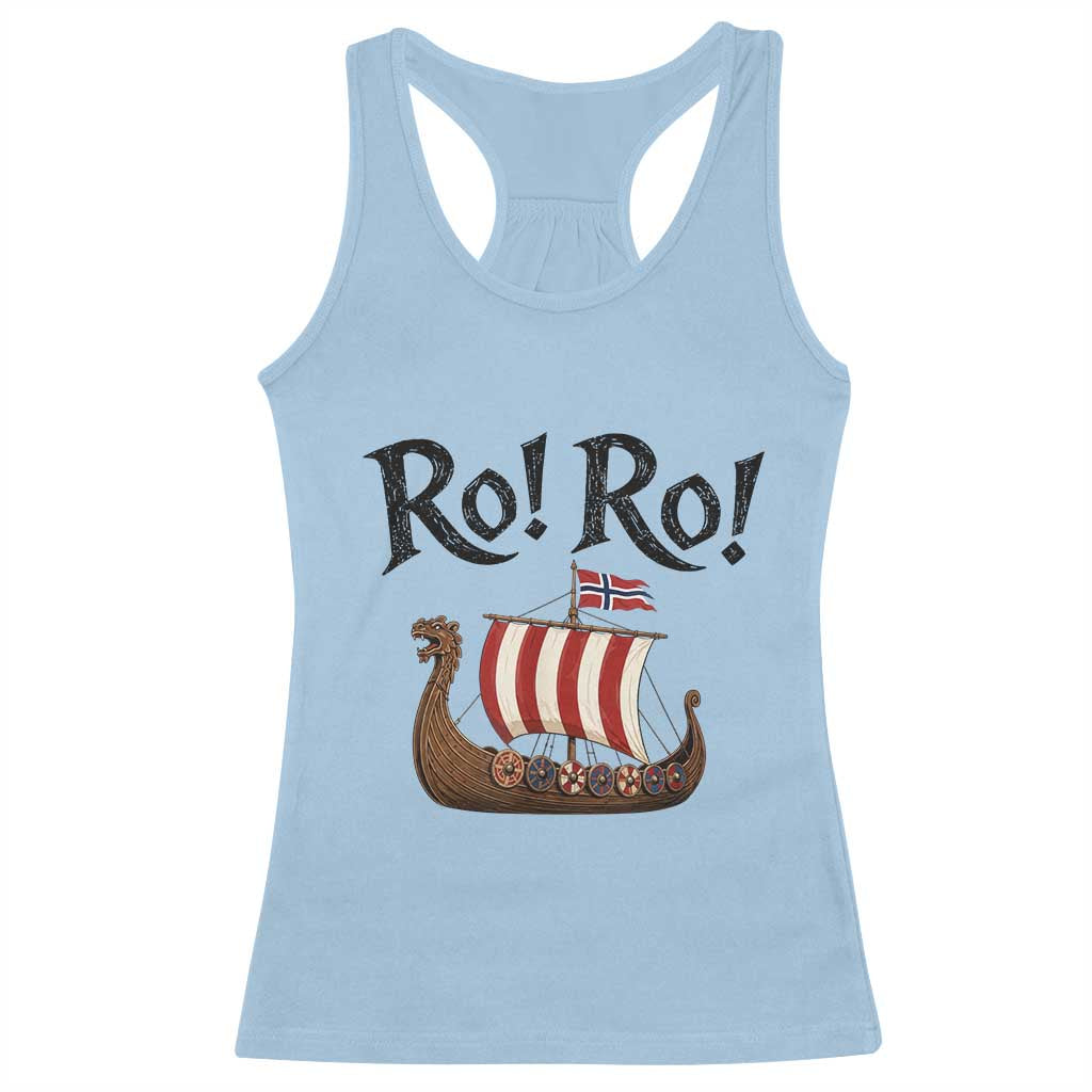 Funny Norwegian Viking Longship Ro Ro Racerback Tank Top Retro Norge Norway Flag Football Fans