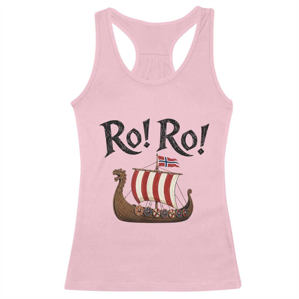 Funny Norwegian Viking Longship Ro Ro Racerback Tank Top Retro Norge Norway Flag Football Fans