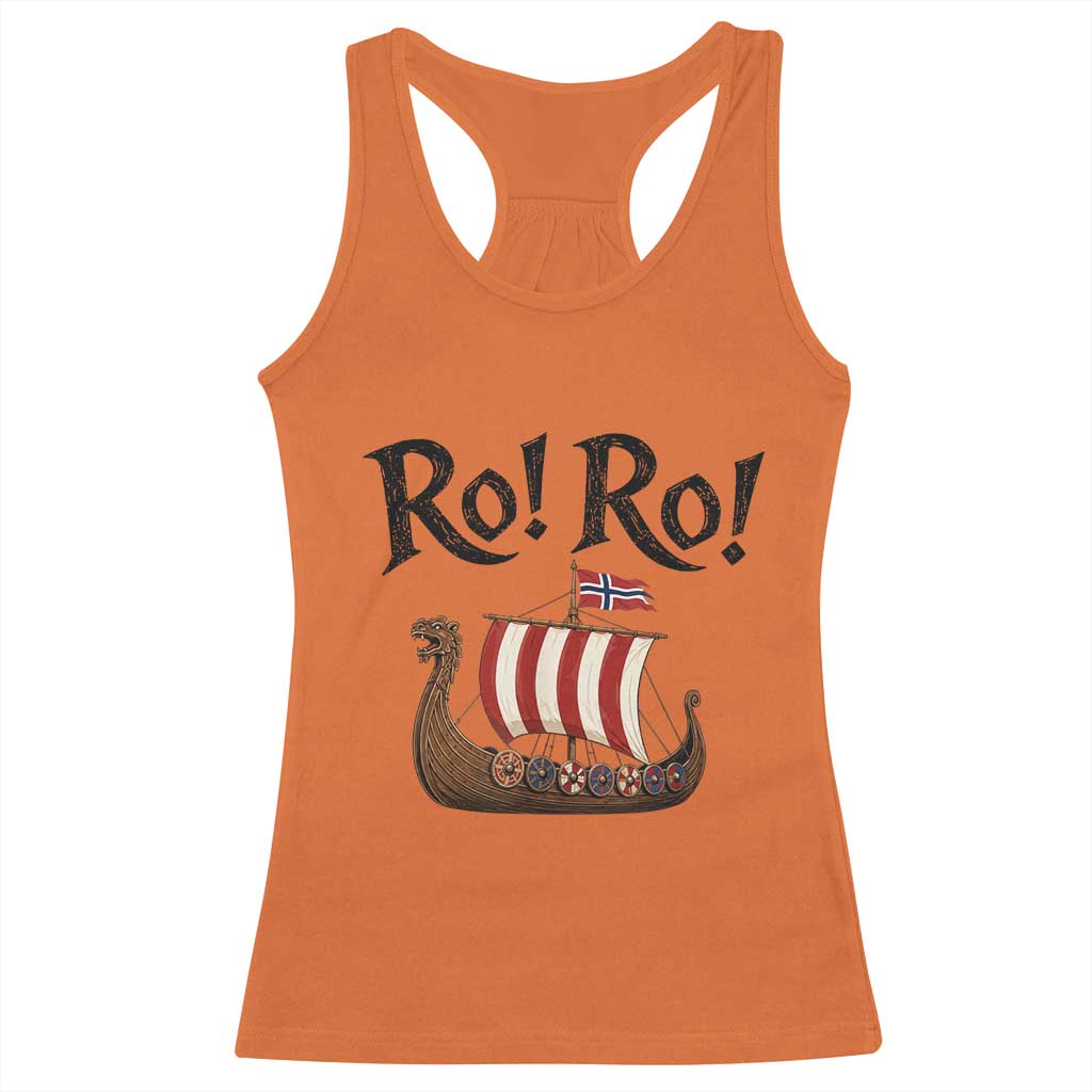 Funny Norwegian Viking Longship Ro Ro Racerback Tank Top Retro Norge Norway Flag Football Fans