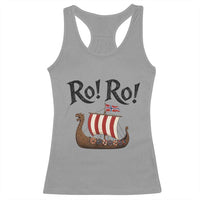 Funny Norwegian Viking Longship Ro Ro Racerback Tank Top Retro Norge Norway Flag Football Fans