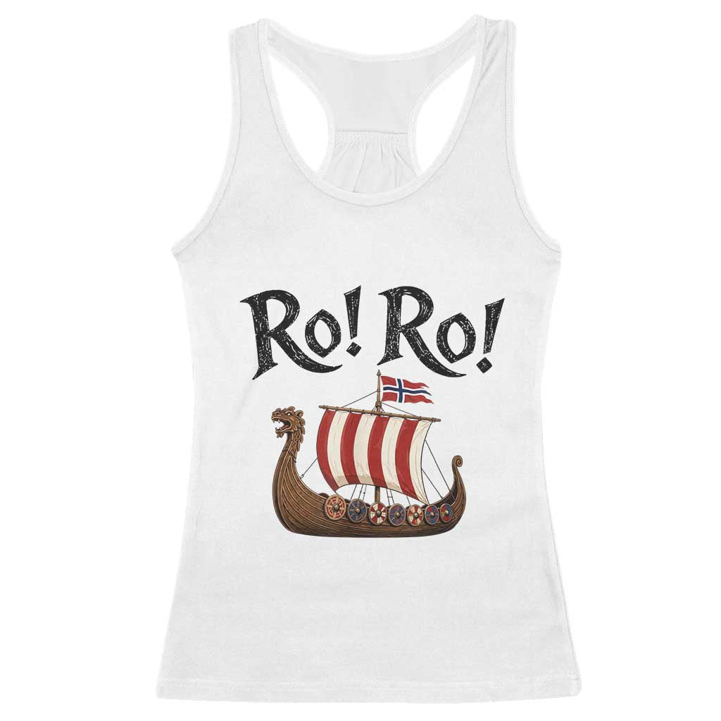 Funny Norwegian Viking Longship Ro Ro Racerback Tank Top Retro Norge Norway Flag Football Fans