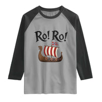 Funny Norwegian Viking Longship Ro Ro Raglan Shirt Retro Norge Norway Flag Football Fans