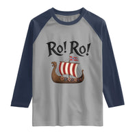 Funny Norwegian Viking Longship Ro Ro Raglan Shirt Retro Norge Norway Flag Football Fans
