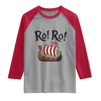 Funny Norwegian Viking Longship Ro Ro Raglan Shirt Retro Norge Norway Flag Football Fans