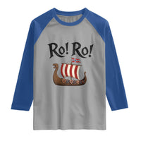 Funny Norwegian Viking Longship Ro Ro Raglan Shirt Retro Norge Norway Flag Football Fans