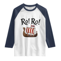 Funny Norwegian Viking Longship Ro Ro Raglan Shirt Retro Norge Norway Flag Football Fans
