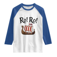 Funny Norwegian Viking Longship Ro Ro Raglan Shirt Retro Norge Norway Flag Football Fans