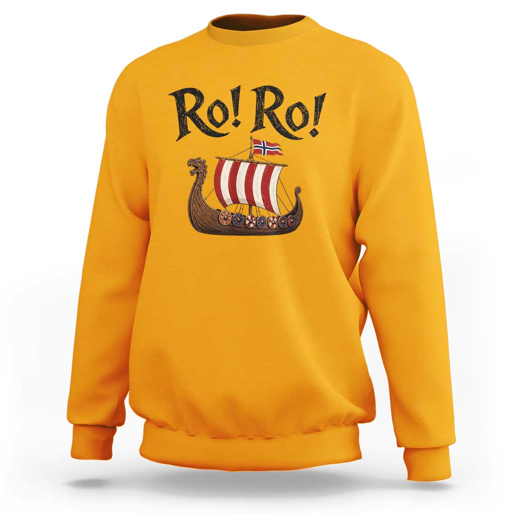 Funny Norwegian Viking Longship Ro Ro Sweatshirt Retro Norge Norway Flag Football Fans