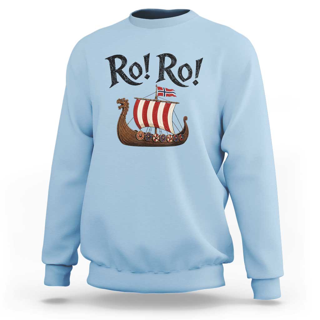 Funny Norwegian Viking Longship Ro Ro Sweatshirt Retro Norge Norway Flag Football Fans