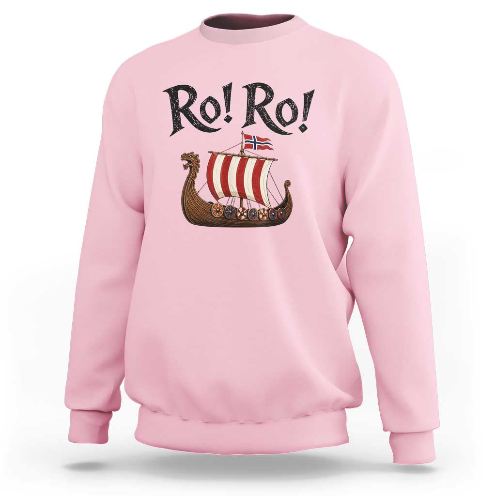 Funny Norwegian Viking Longship Ro Ro Sweatshirt Retro Norge Norway Flag Football Fans