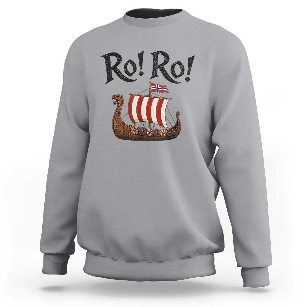 Funny Norwegian Viking Longship Ro Ro Sweatshirt Retro Norge Norway Flag Football Fans