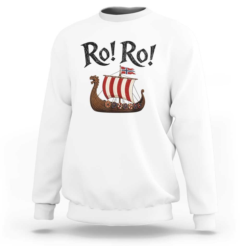 Funny Norwegian Viking Longship Ro Ro Sweatshirt Retro Norge Norway Flag Football Fans