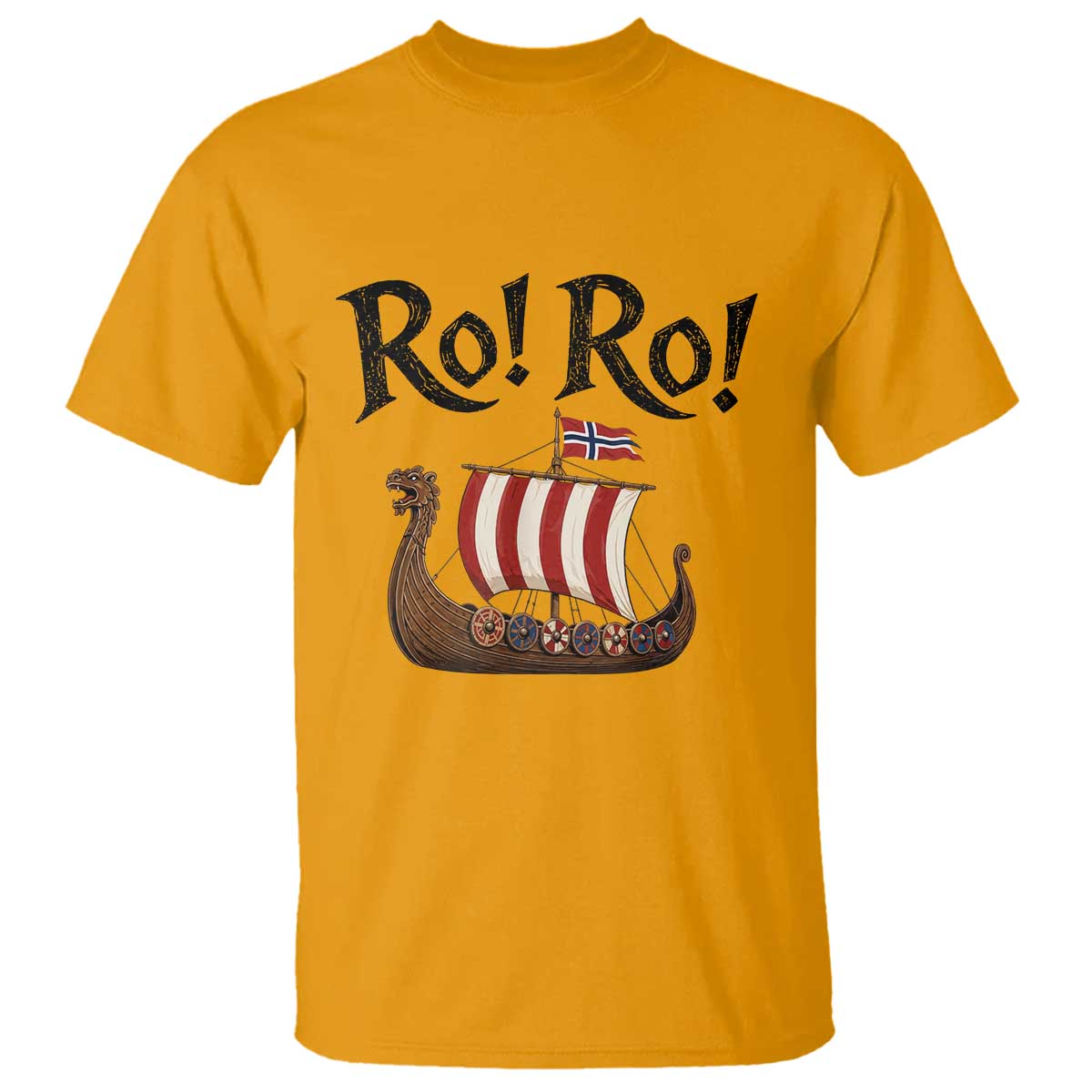 Funny Norwegian Viking Longship Ro Ro T Shirt Retro Norge Norway Flag Football Fans