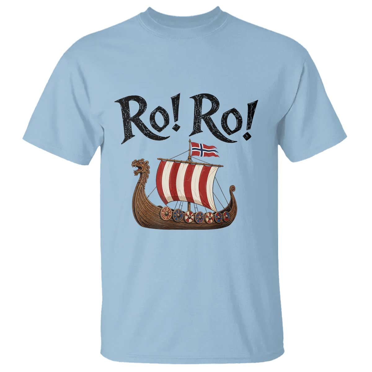 Funny Norwegian Viking Longship Ro Ro T Shirt Retro Norge Norway Flag Football Fans