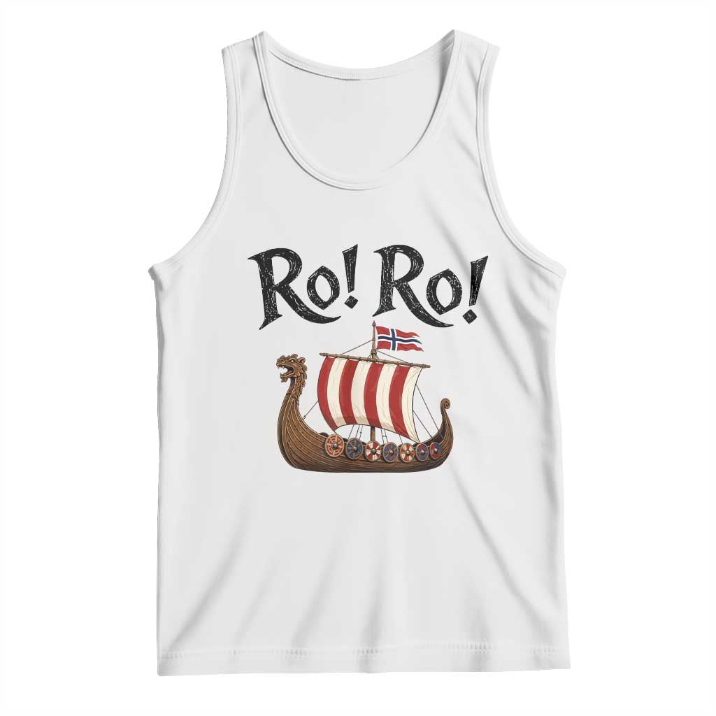 Funny Norwegian Viking Longship Ro Ro Tank Top Retro Norge Norway Flag Football Fans