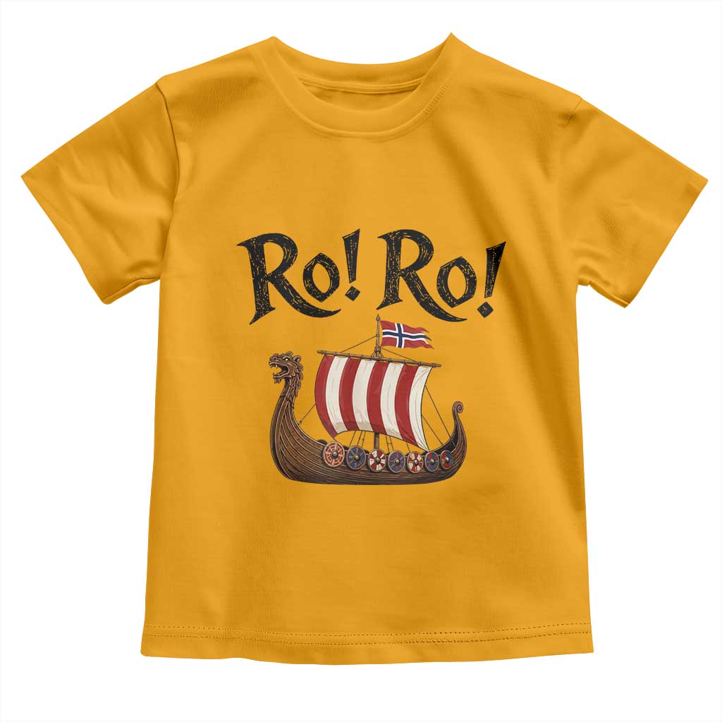 Funny Norwegian Viking Longship Ro Ro Toddler T Shirt Retro Norge Norway Flag Football Fans