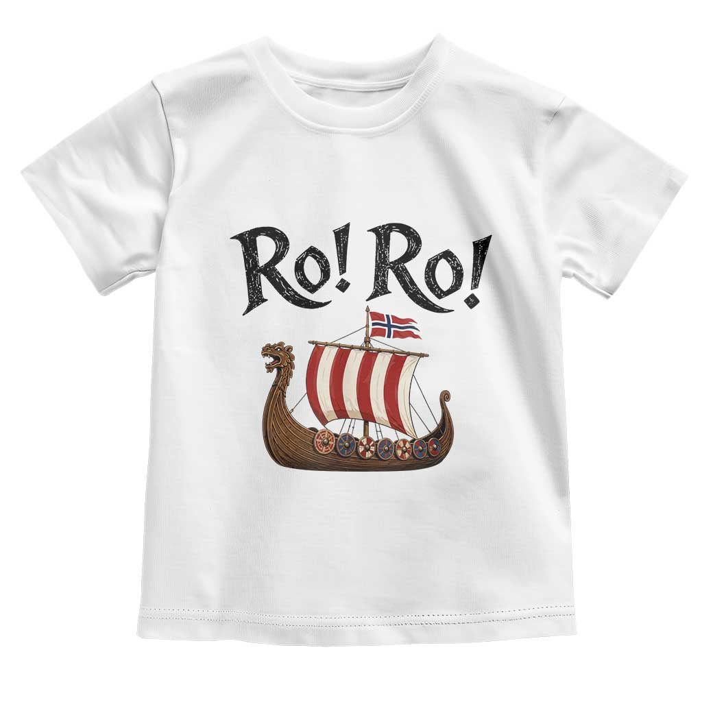 Funny Norwegian Viking Longship Ro Ro Toddler T Shirt Retro Norge Norway Flag Football Fans