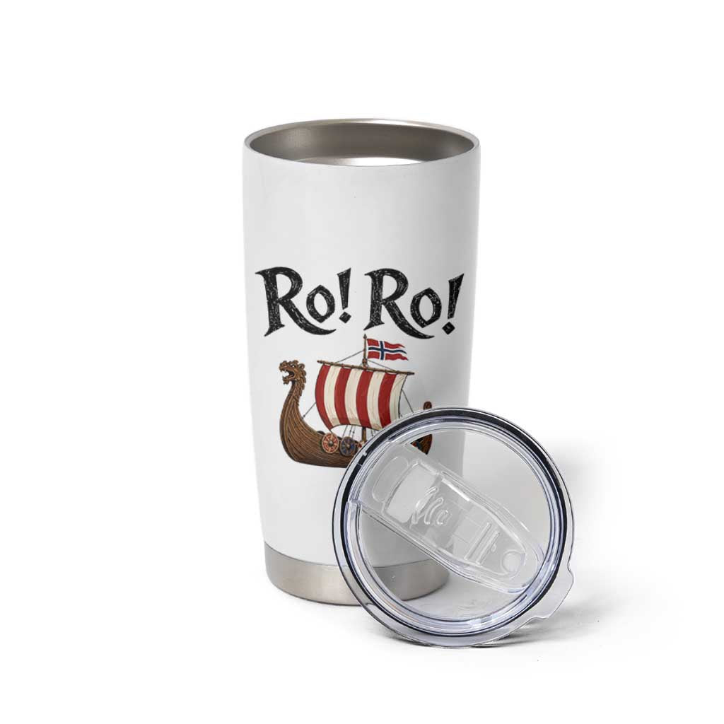 Funny Norwegian Viking Longship Ro Ro Tumbler Cup Retro Norge Norway Flag Football Fans