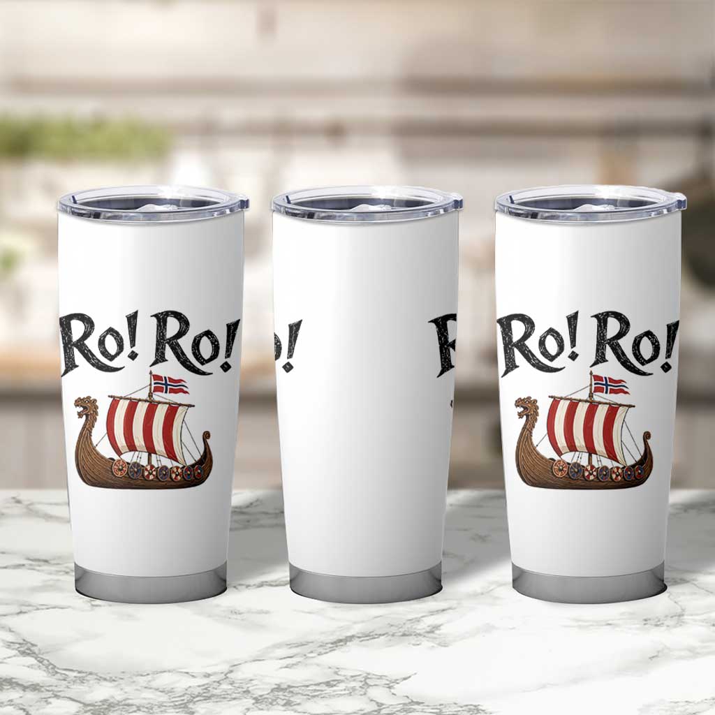 Funny Norwegian Viking Longship Ro Ro Tumbler Cup Retro Norge Norway Flag Football Fans