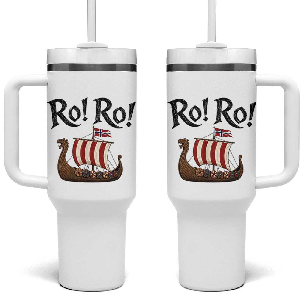 Funny Norwegian Viking Longship Ro Ro Tumbler With Handle Retro Norge Norway Flag Football Fans