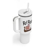 Funny Norwegian Viking Longship Ro Ro Tumbler With Handle Retro Norge Norway Flag Football Fans