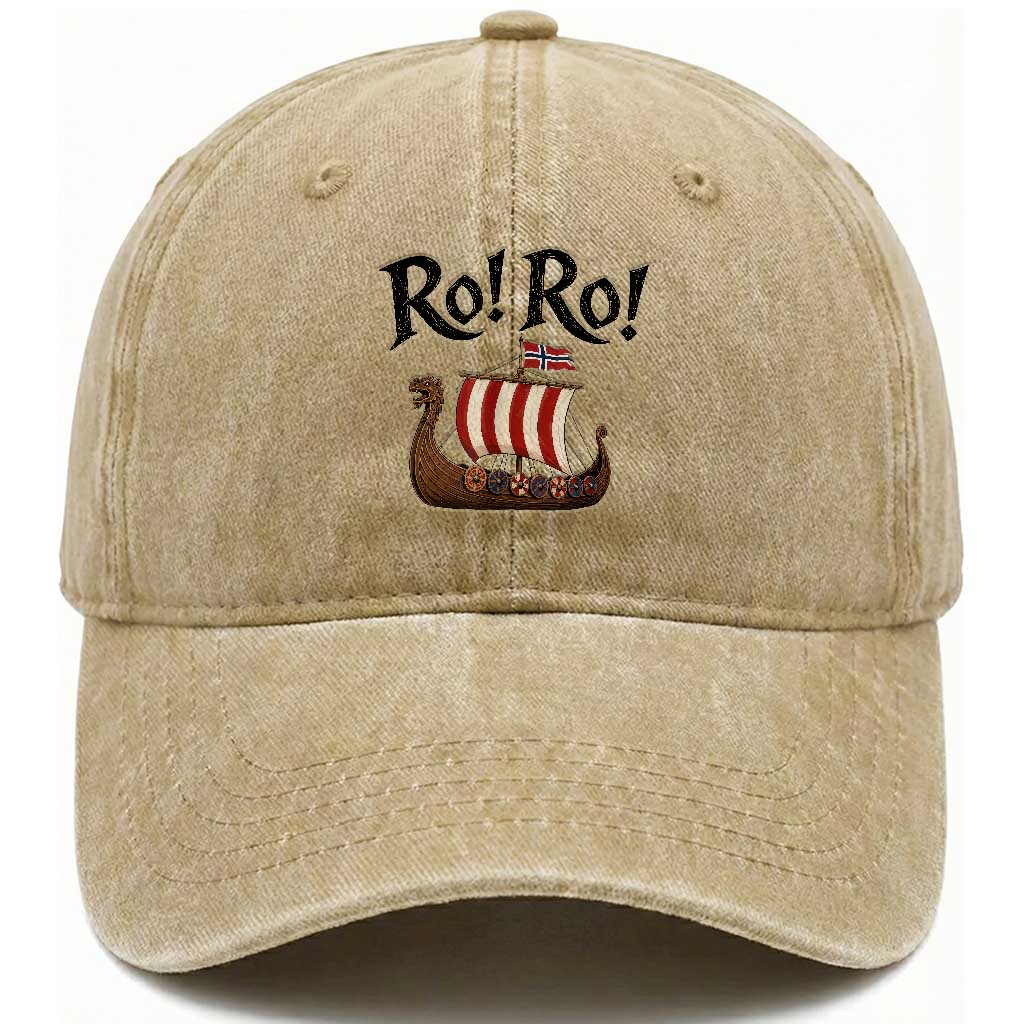 Funny Norwegian Viking Longship Ro Ro Washed Cotton Baseball Cap Retro Norge Norway Flag Football Fans