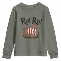 Funny Norwegian Viking Longship Ro Ro Youth Sweatshirt Retro Norge Norway Flag Football Fans