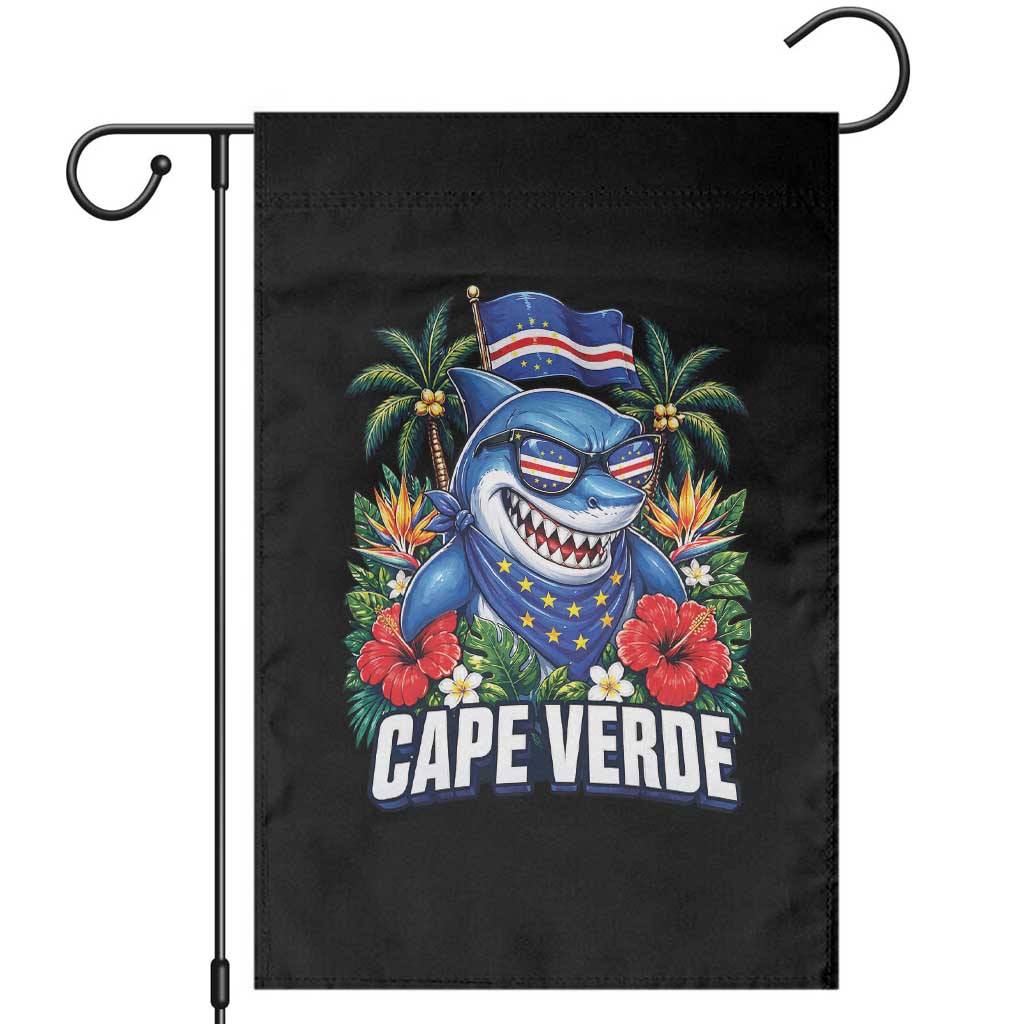 Cape Verde Cool Blue Shark Tropical Graphic Garden Flag Cabo Verde Paradise Verdean Soccer Football Fans