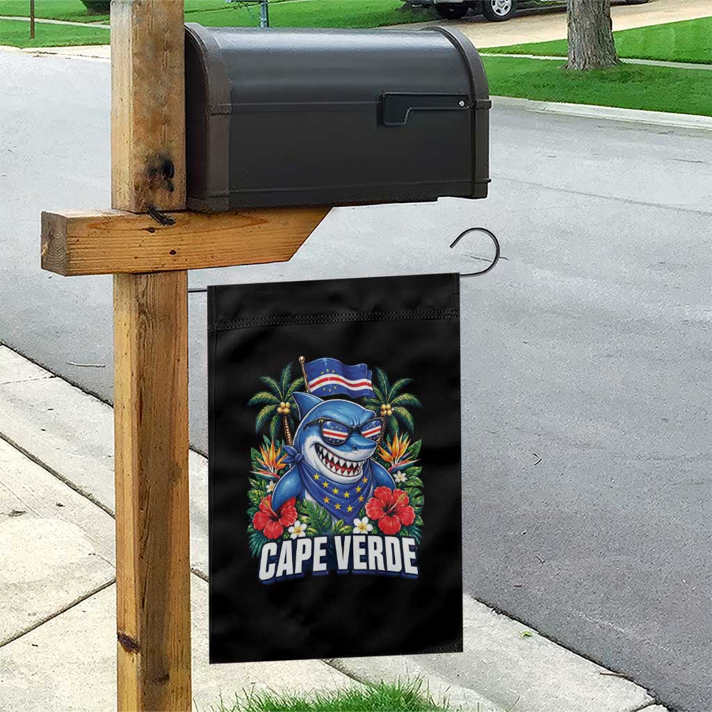 Cape Verde Cool Blue Shark Tropical Graphic Garden Flag Cabo Verde Paradise Verdean Soccer Football Fans
