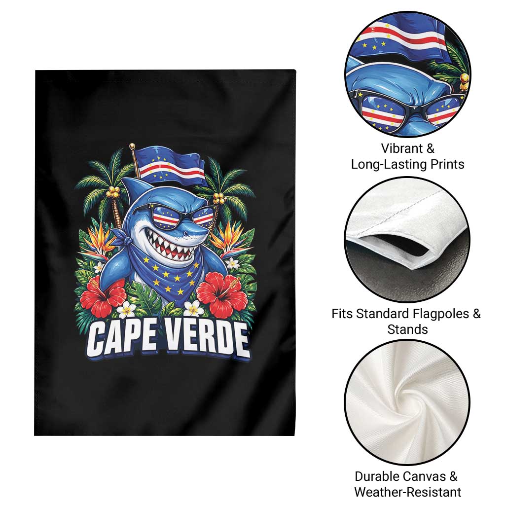 Cape Verde Cool Blue Shark Tropical Graphic Garden Flag Cabo Verde Paradise Verdean Soccer Football Fans