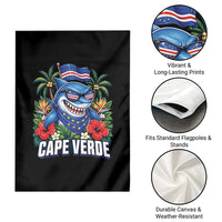 Cape Verde Cool Blue Shark Tropical Graphic Garden Flag Cabo Verde Paradise Verdean Soccer Football Fans