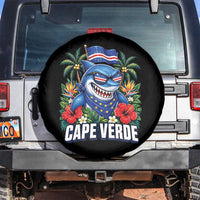 Cape Verde Cool Blue Shark Tropical Graphic Spare Tire Cover Cabo Verde Paradise Verdean Soccer Football Fans