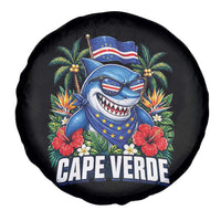 Cape Verde Cool Blue Shark Tropical Graphic Spare Tire Cover Cabo Verde Paradise Verdean Soccer Football Fans