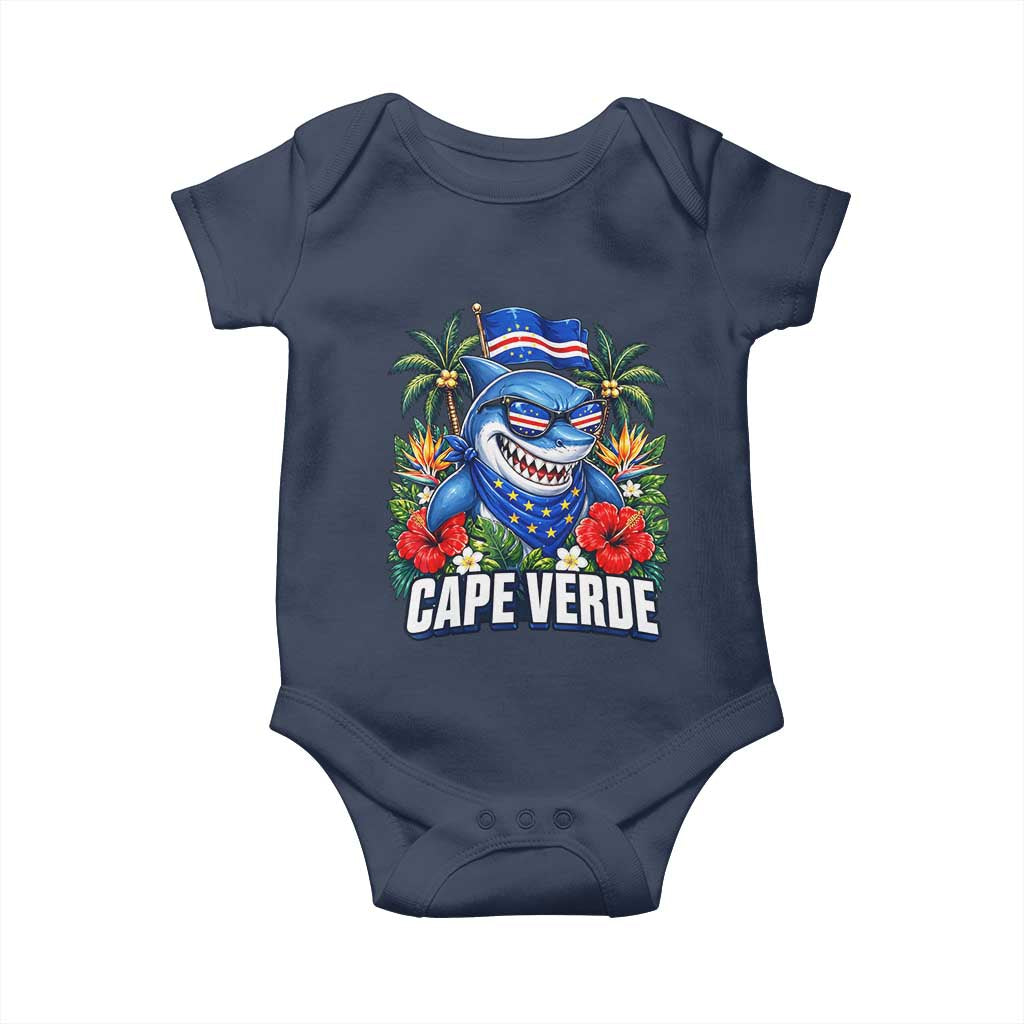 Cape Verde Cool Blue Shark Tropical Graphic Baby Onesie Cabo Verde Paradise Verdean Soccer Football Fans