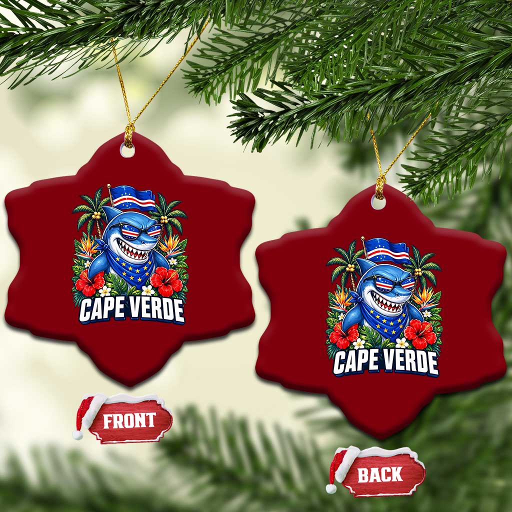 Cape Verde Cool Blue Shark Tropical Graphic Ceramic Ornament Cabo Verde Paradise Verdean Soccer Football Fans