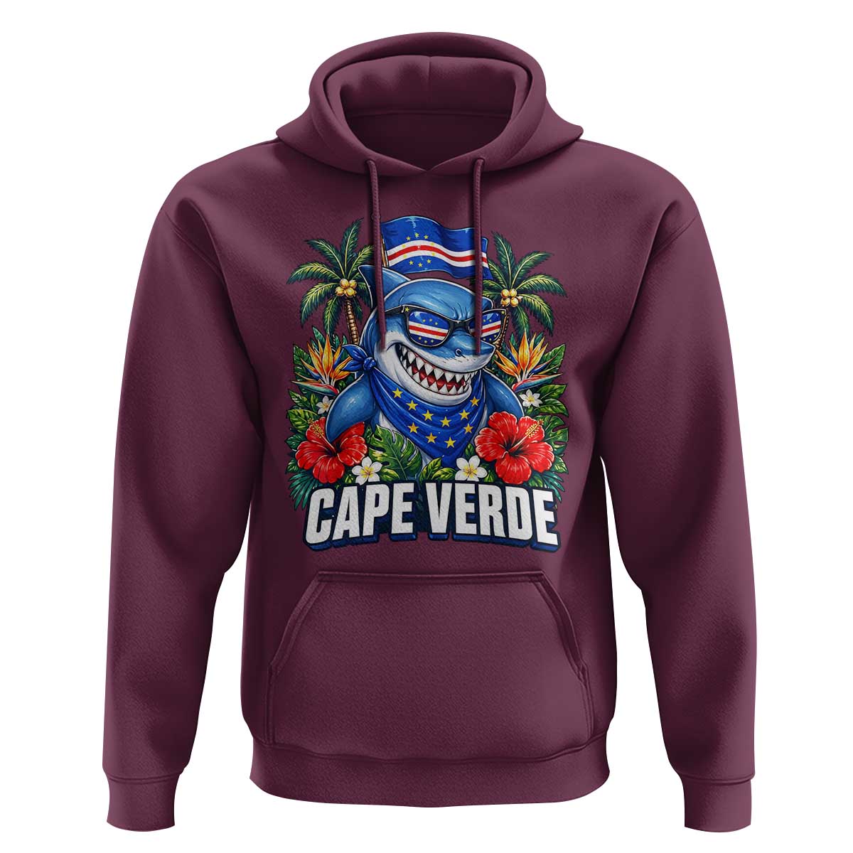 Cape Verde Cool Blue Shark Tropical Graphic Hoodie Cabo Verde Paradise Verdean Soccer Football Fans