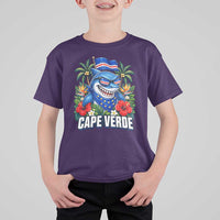 Cape Verde Cool Blue Shark Tropical Graphic T Shirt For Kid Cabo Verde Paradise Verdean Soccer Football Fans