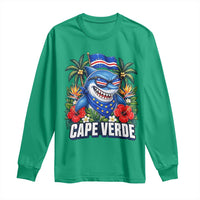 Cape Verde Cool Blue Shark Tropical Graphic Long Sleeve Shirt Cabo Verde Paradise Verdean Soccer Football Fans