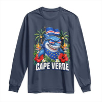 Cape Verde Cool Blue Shark Tropical Graphic Long Sleeve Shirt Cabo Verde Paradise Verdean Soccer Football Fans