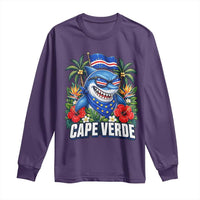 Cape Verde Cool Blue Shark Tropical Graphic Long Sleeve Shirt Cabo Verde Paradise Verdean Soccer Football Fans