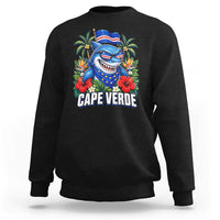 Cape Verde Cool Blue Shark Tropical Graphic Sweatshirt Cabo Verde Paradise Verdean Soccer Football Fans