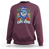 Cape Verde Cool Blue Shark Tropical Graphic Sweatshirt Cabo Verde Paradise Verdean Soccer Football Fans