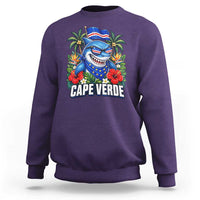 Cape Verde Cool Blue Shark Tropical Graphic Sweatshirt Cabo Verde Paradise Verdean Soccer Football Fans