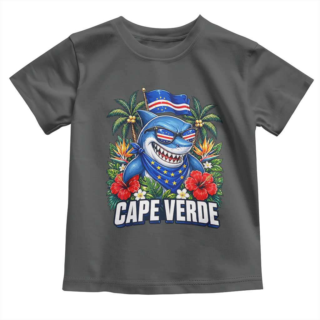 Cape Verde Cool Blue Shark Tropical Graphic Toddler T Shirt Cabo Verde Paradise Verdean Soccer Football Fans