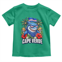 Cape Verde Cool Blue Shark Tropical Graphic Toddler T Shirt Cabo Verde Paradise Verdean Soccer Football Fans